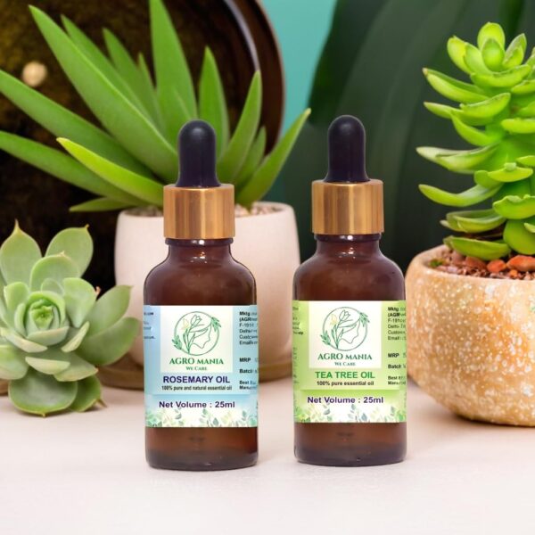 Tea-Tree & Rosemary Essential Oil, Pack of 2 (25ml each) by AGRO MANIA